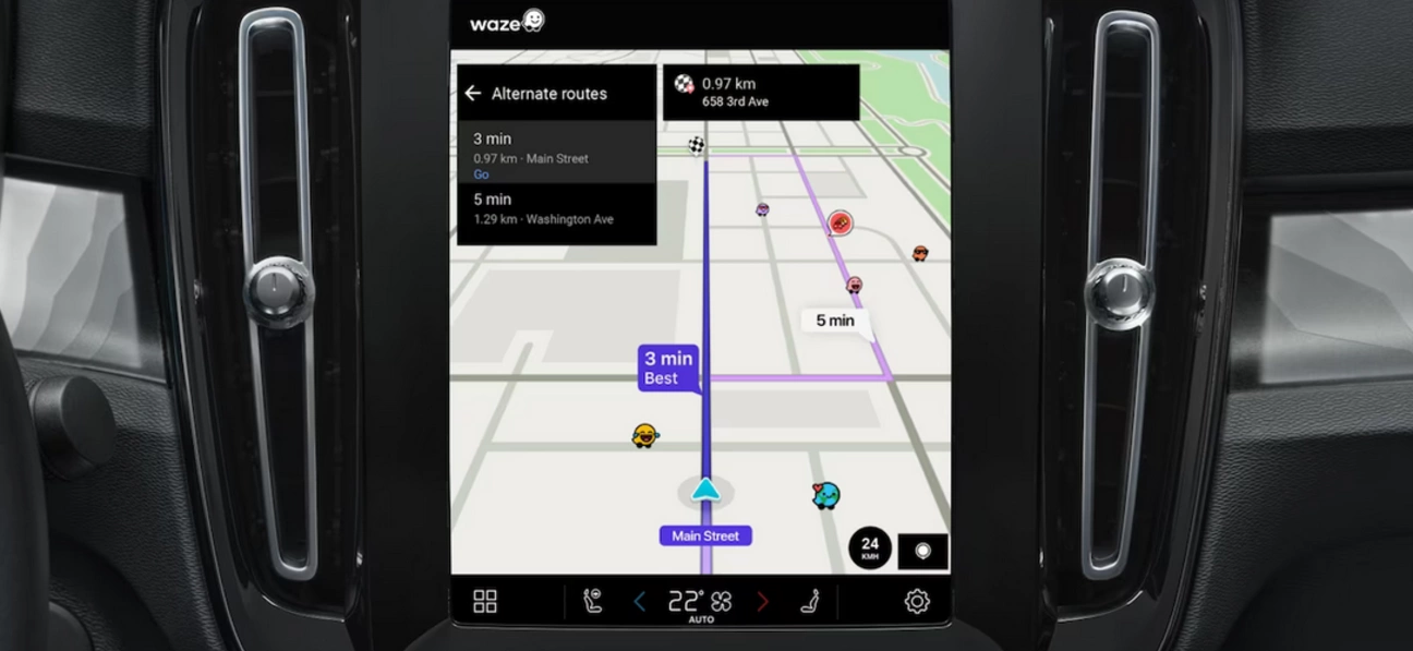 GPS de la voiture Volvo utilisant WAZE